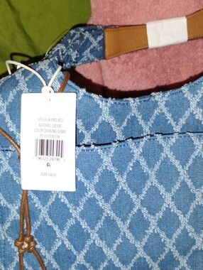 Diamond Denim Pattern Shoulder Bag - Blue
